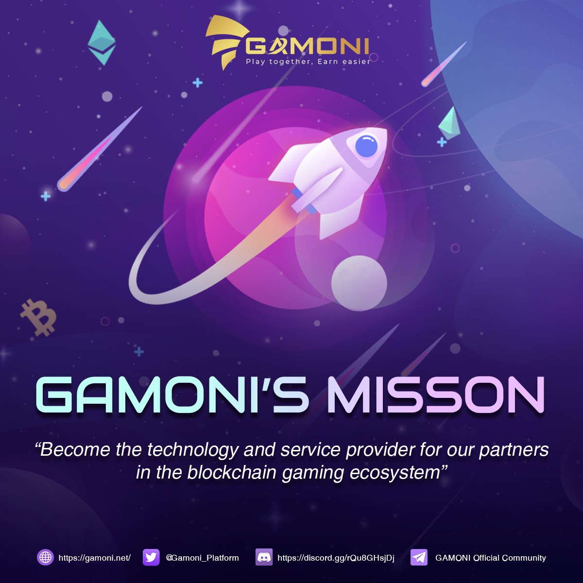 Gamoni_Platform's tweet image. 🎮 GAMONI MISSION🎮
💯 Partner need? GAMONI HAVE !!!
-----------------------------------
GAMONI's mission is to be the technology and service provider for our partners in the blockchain gaming ecosystem.
#Gamoni #GameFi #Blockchain #PlayToEarn