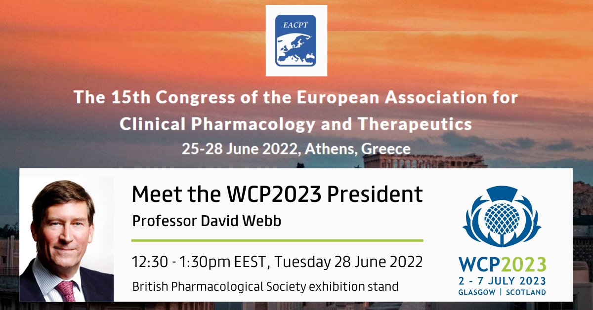 WCP2023 (@wcp2023) on Twitter photo Are you attending #EACPT2022? Meet the #WCP2023 President, Prof David Webb at the <a href="/BritPharmSoc/">British Pharmacological Society</a> stand 12:30 – 1:30pm EEST, Tue 28 June.
He'll be sharing info on:
📆 Programme highlights
📣 When #CallForAbstracts will open
🎫 When registration will open
➕ And much more
<a href="/EACPT/">EACPT</a> Are you attending #EACPT2022? Meet the #WCP2023 President, Prof David Webb at the <a href="/BritPharmSoc/">British Pharmacological Society</a> stand 12:30 – 1:30pm EEST, Tue 28 June.
He'll be sharing info on:
📆 Programme highlights
📣 When #CallForAbstracts will open
🎫 When registration will open
➕ And much more
<a href="/EACPT/">EACPT</a>