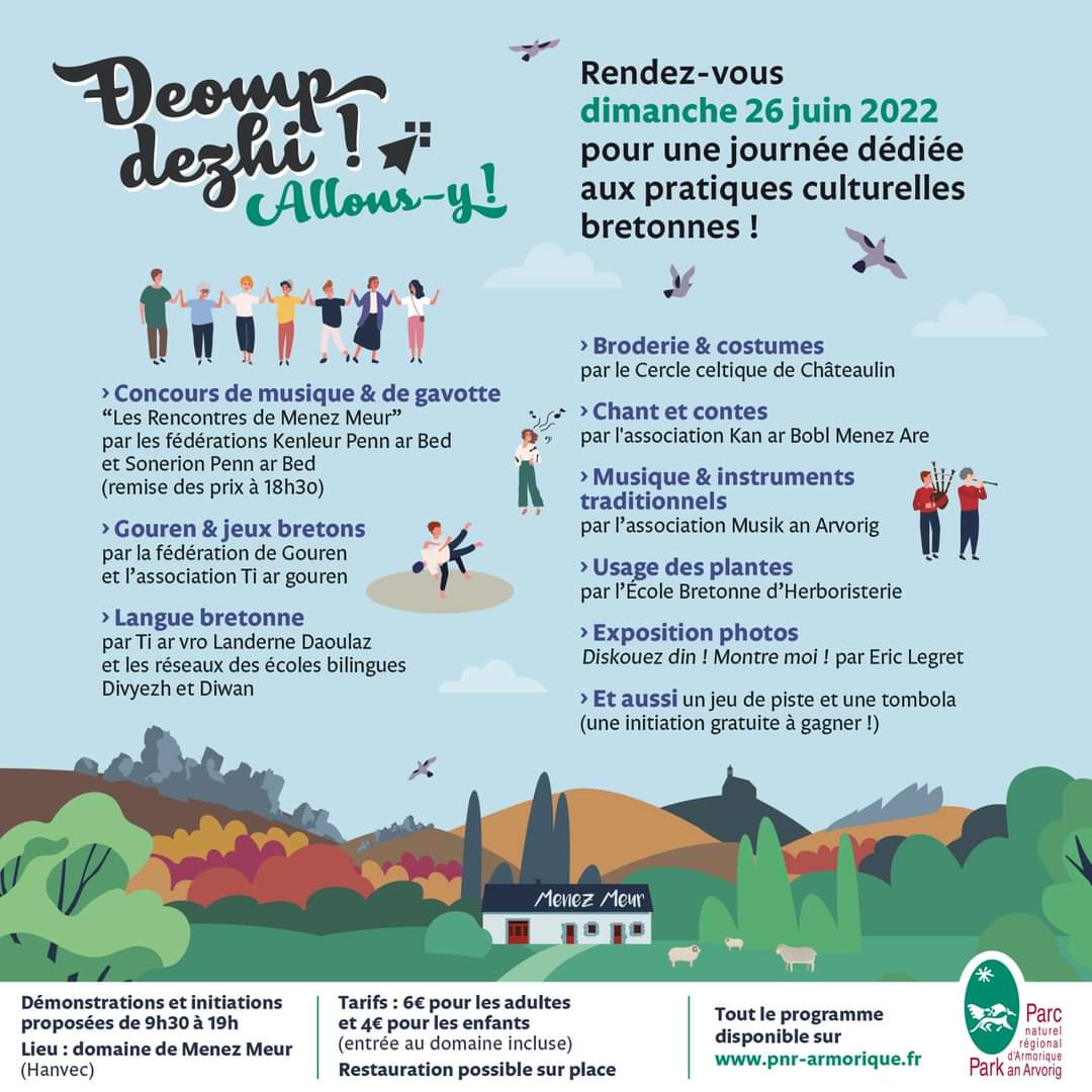 AmelieCaro_'s tweet photo. 🤩 #IdéeSortie ce week-end dans le @finistere_29 : retrouvez de nombreux acteurs de la vie culturelle #bretonne : chant, danse, jeux, langue vivante, broderie, contes... Dans le #PNRA, sur le domaine de #MenezMeur à #Hanvec ! Profitez en pour découvrir le site et ses animaux 😁 https://t.co/KiB6jbvgFc