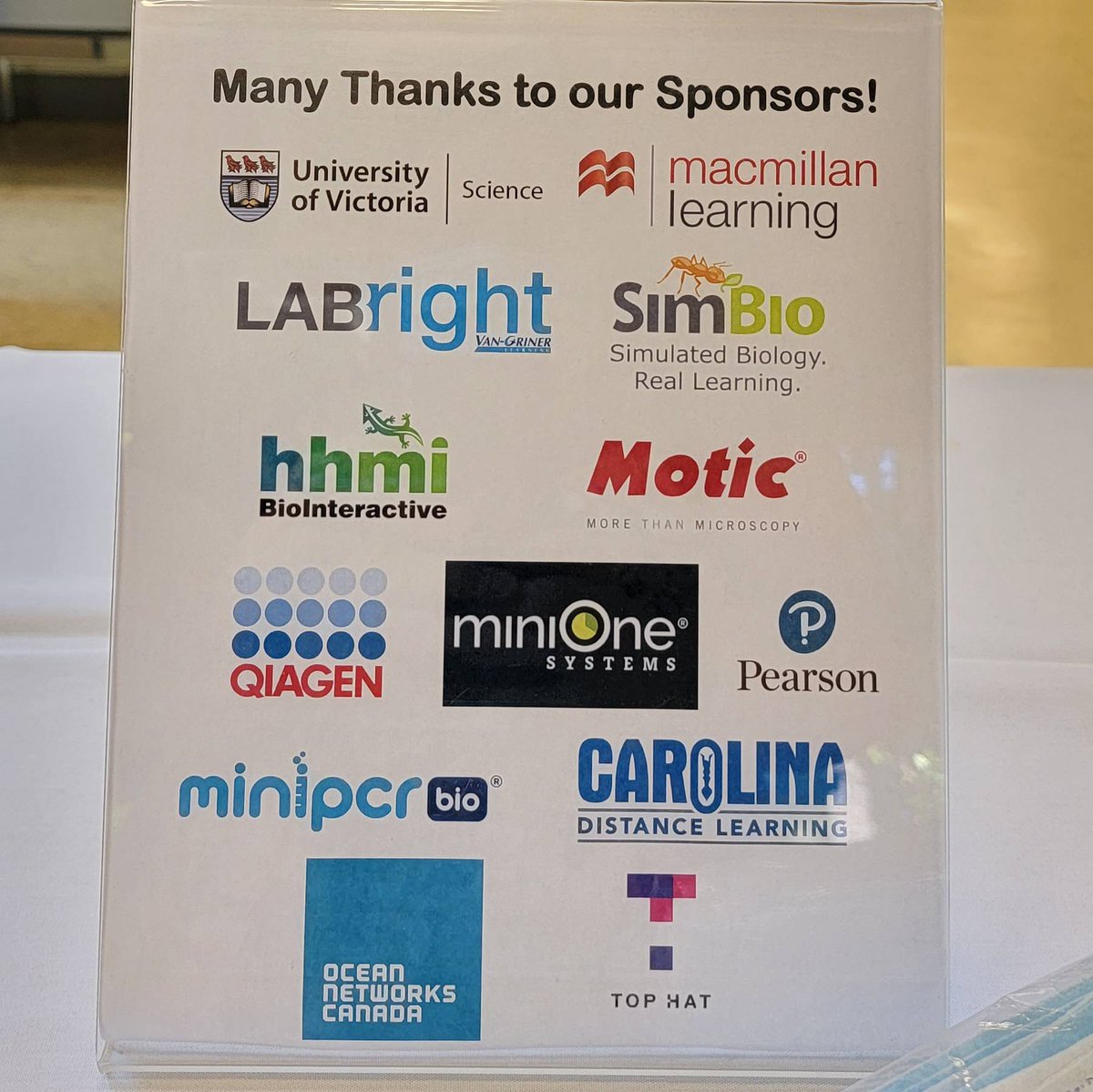 biologylabs's tweet photo. Huge shout out and THANK YOU to all our #ABLE2022 Sponsors! #ABLE #biolab #biolabs #universityofvictoria #uvic #MacMillanLearning #labright #simbio #hhmibiointeractive #motic #qiagen #minione #pearson #minipcr #carolinadistancelearning #oceansnetworkcanada #tophat https://t.co/bO7Knw60W1
