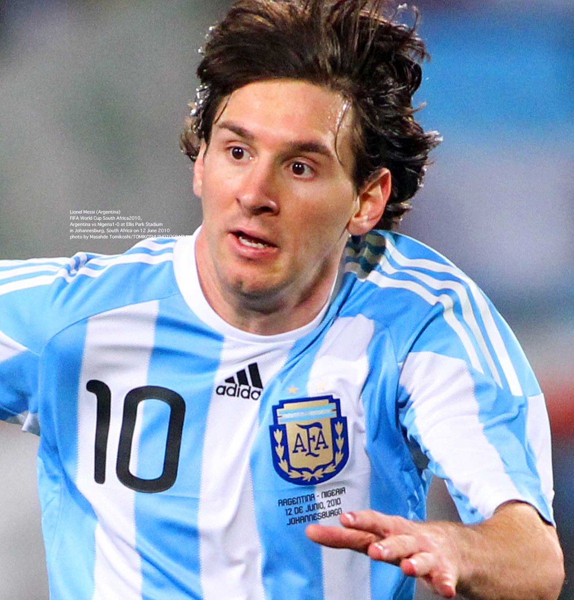 Lionel Messi (Argentina) FIFA World Cup South Africa2010, Argentina vs  Nigeria1-0 at Ellis Park Stadium in Johannesburg, South Africa on 12 June  2010 photo by Masahde Tomikoshi/TOMIKOSHI PHOTOGRAPHY, image size:1149x1200