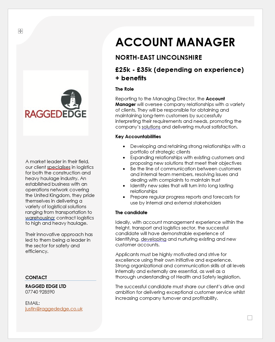 RaggedEdgeLtd's tweet photo. Just in - this is the latest role with one of the region's most ambitious road transport solutions and logistics providers. Join a small but highly effective team delivering exceptional service to their growing customer base. https://t.co/h2nQJsKXpc