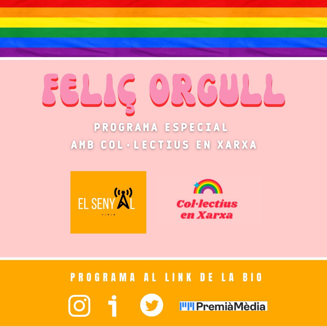 ElSenyalRadio's tweet photo. #Elsenyal21 Especial L’#Orgull amb els conductors del @collectiusxarxa. Parlem què és l’Orgull,perquè ho reivindiquem i les seves experiències. Feliç #Orgullo!Podeu escoltar-lo aquí: https://t.co/wDiJTh35MT 🌈🎙📻 https://t.co/kkmIcsDxTX
