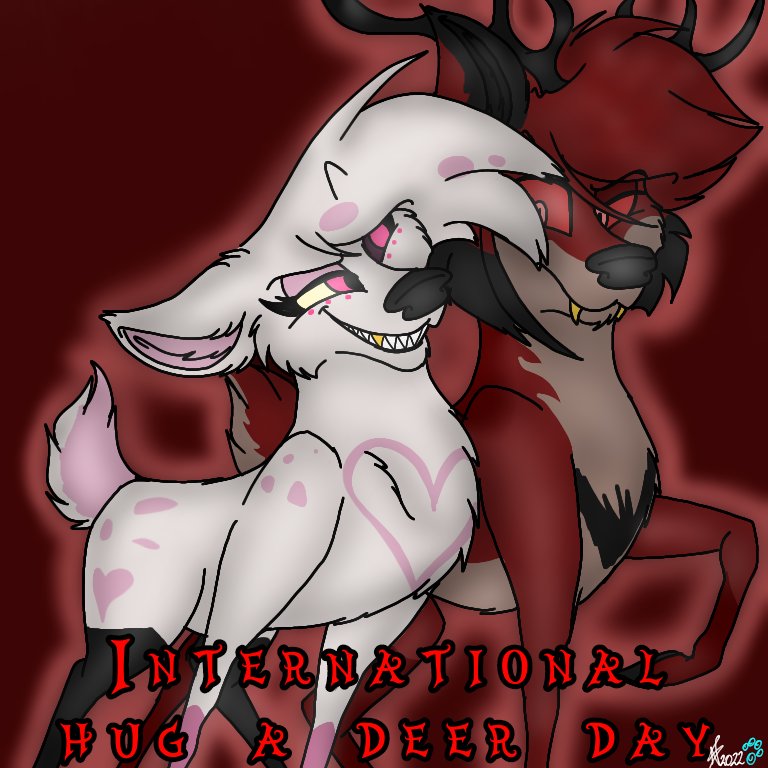 Derpyart_98's tweet photo. It's #Internationalhugadeerday so naturally it gave me an excuse to draw Alastor and Angel.

My good friend @KiriEagleBlaze then also gave me the idea to draw a version with @Vanity0329 's Deer AU series which again I was thrilled to do.
#HazbinHotel #Alastor #angeldust #deerAU https://t.co/tf0ObWL1HE