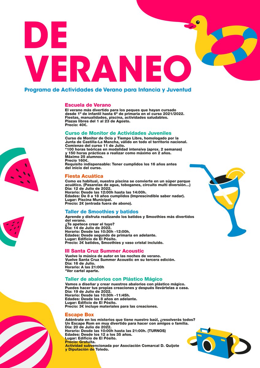 CIJstacruzzarza's tweet photo. Ya está aquí "DE VERANEO" la programación de infancia y juventud para este verano .
#ciudadesamigas #infancia #juventud #verano #deveraneo https://t.co/isWUUVSa1b