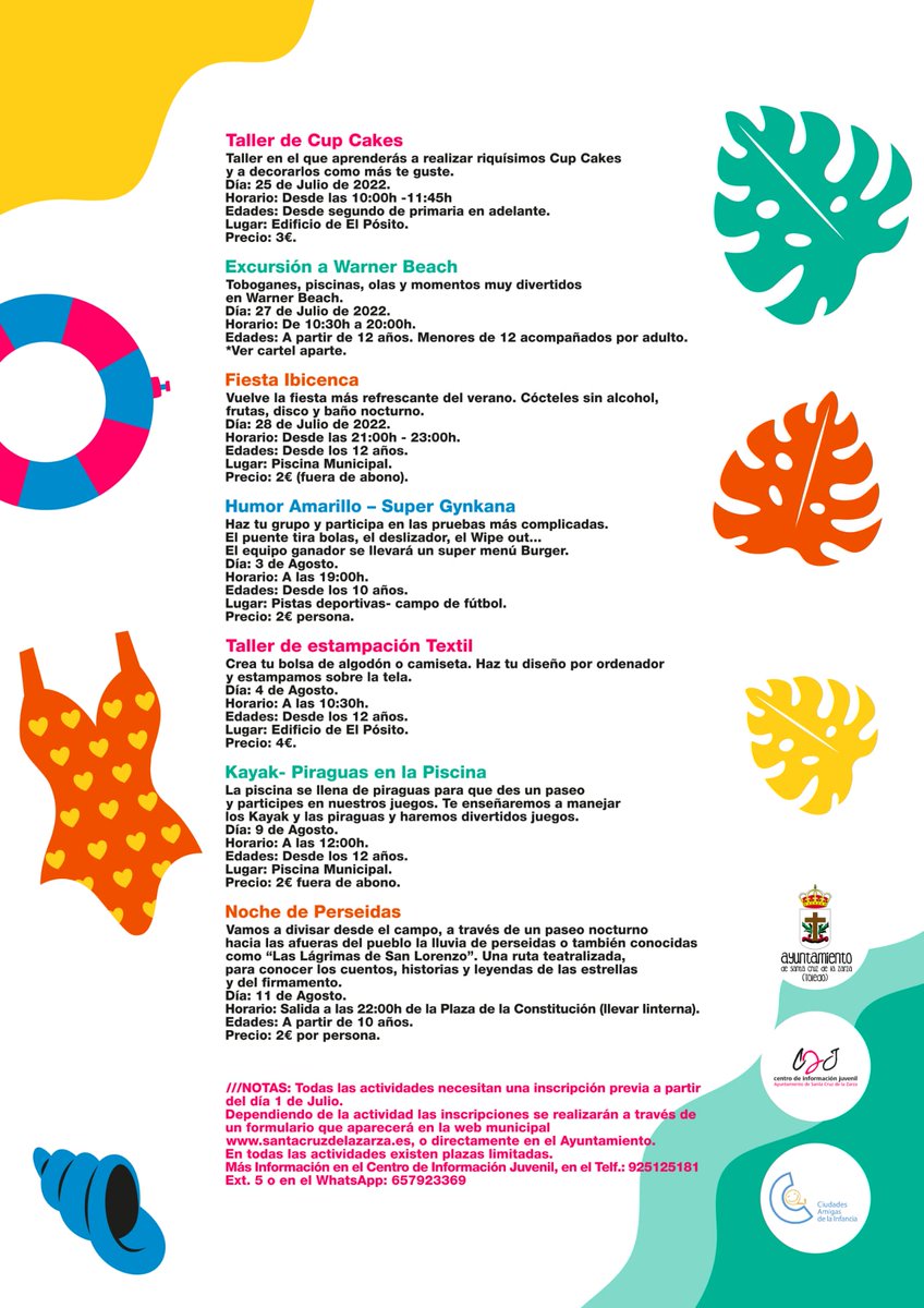 CIJstacruzzarza's tweet photo. Ya está aquí "DE VERANEO" la programación de infancia y juventud para este verano .
#ciudadesamigas #infancia #juventud #verano #deveraneo https://t.co/isWUUVSa1b