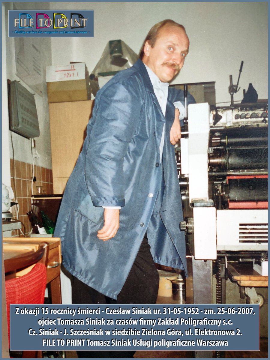 Z okazji 15 rocznicy śmierci Czesława Siniak (ur. 31051952 - zm. 25062007) mojego ojca - "Cześć Jego pamięci". FILE TO PRINT Tomasz Siniak Usługi poligraficzne Warszawa #filetoprint #ojciec #rocznica #spieprzajdziadu #tomaszsiniak #druk #poligrafia #ZielonaGora #Warszawa #Polska