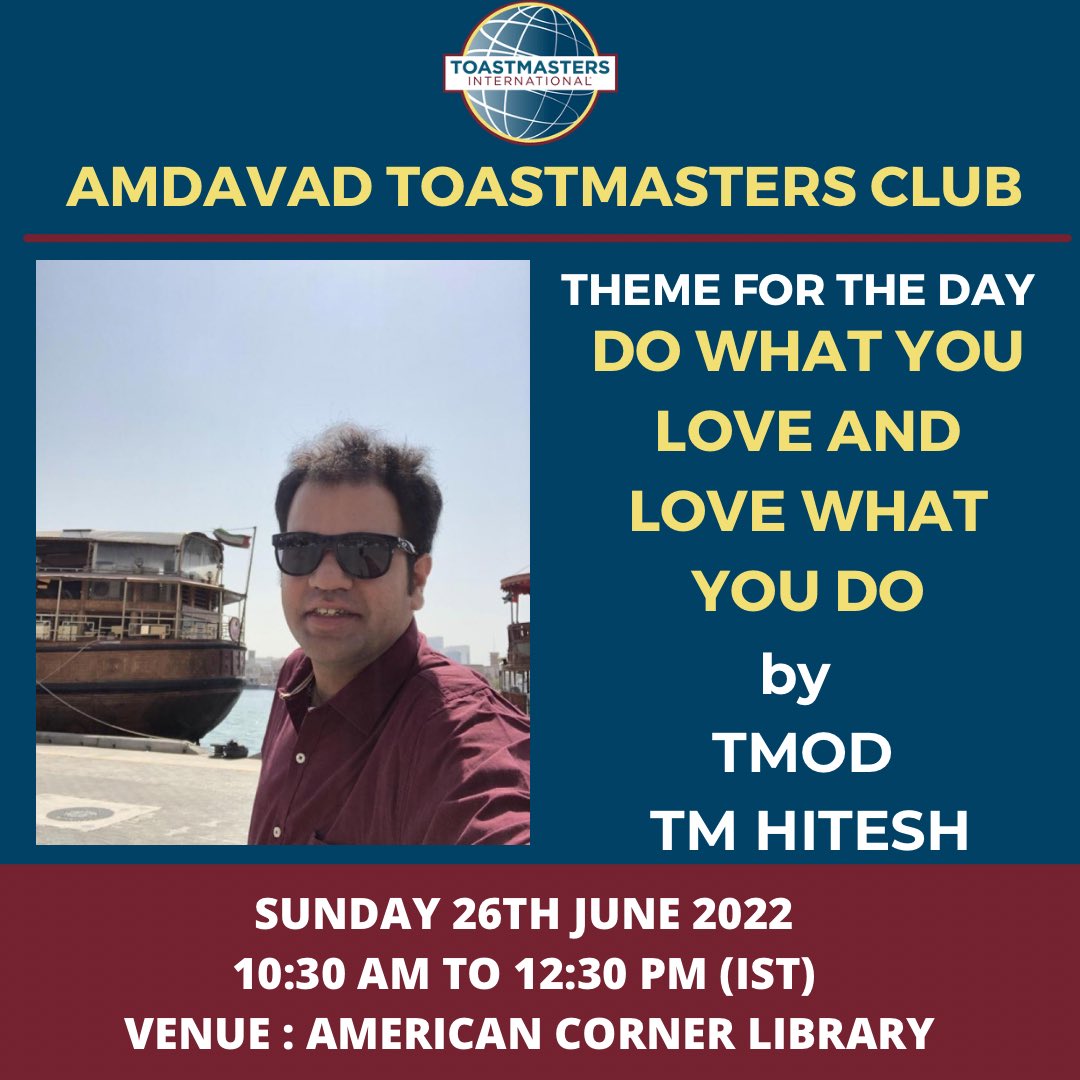 Toastmaster_ahd's tweet photo. Let us all gather for an energetic meeting on a lovely Sunday 🔥 

*Venue: AMERICAN CORNER LIBRARY 302, Sun Square Building Dr. Umashanker Joshi Marg Ahmedabad, GUJ 380009 India*

For Any Queries Or Details, Kindly Contact 
TM Arvind (+91 8381006111) 
TM Pragya (+91 9727676132) https://t.co/HlSbDgRxQW