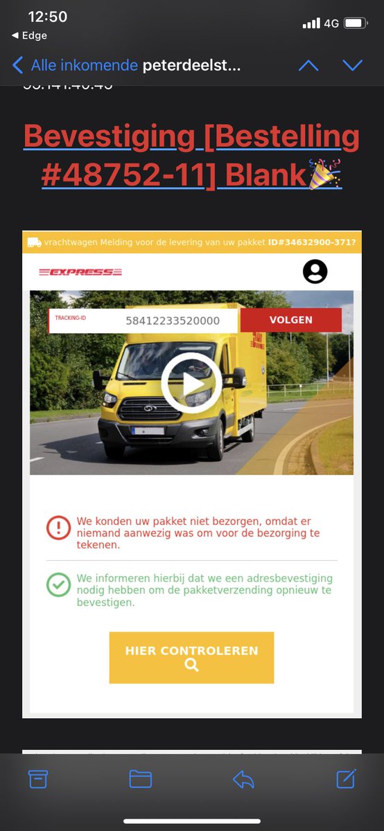PeterDeelstra's tweet photo. @DHLNL dit soort mails versturen jullie niet toch? https://t.co/s8vr9HAd6u