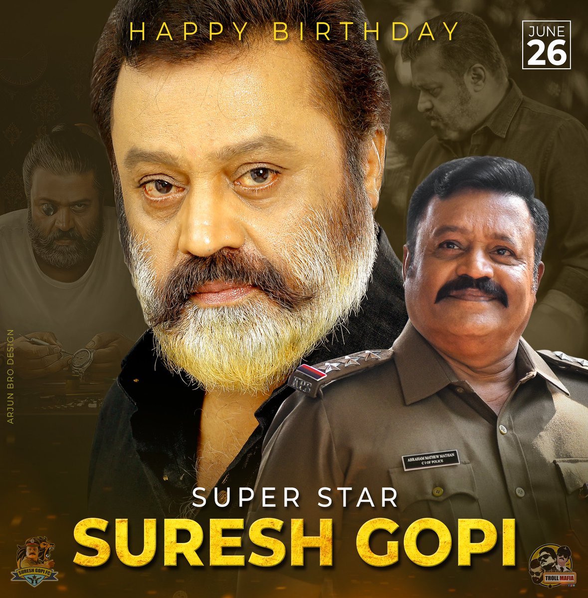 team_kbfo's tweet photo. Its my pleasure to launch the Birthday CDP of the Roaring Lion of Mollywood, Superstar Suresh Gopi by Suresh Gopi Fans International.

All the very best for the upcoming release #Paappan

Design : Arjun https://t.co/d0DmXEUGuD