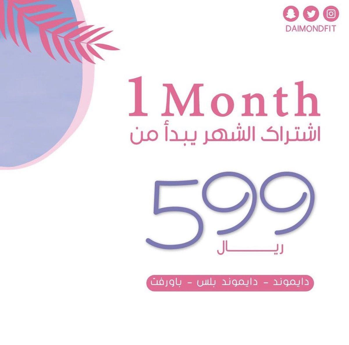 daimondfit's tweet photo. تمرني وتألقي في DFIT 🌿💖
 مع عروض الشهر 🌿💖

• دايموند 599 ﷼
• دايموند بلس 799 ﷼
• دايموند باورفت 799 ﷼ https://t.co/PrMazol8oR