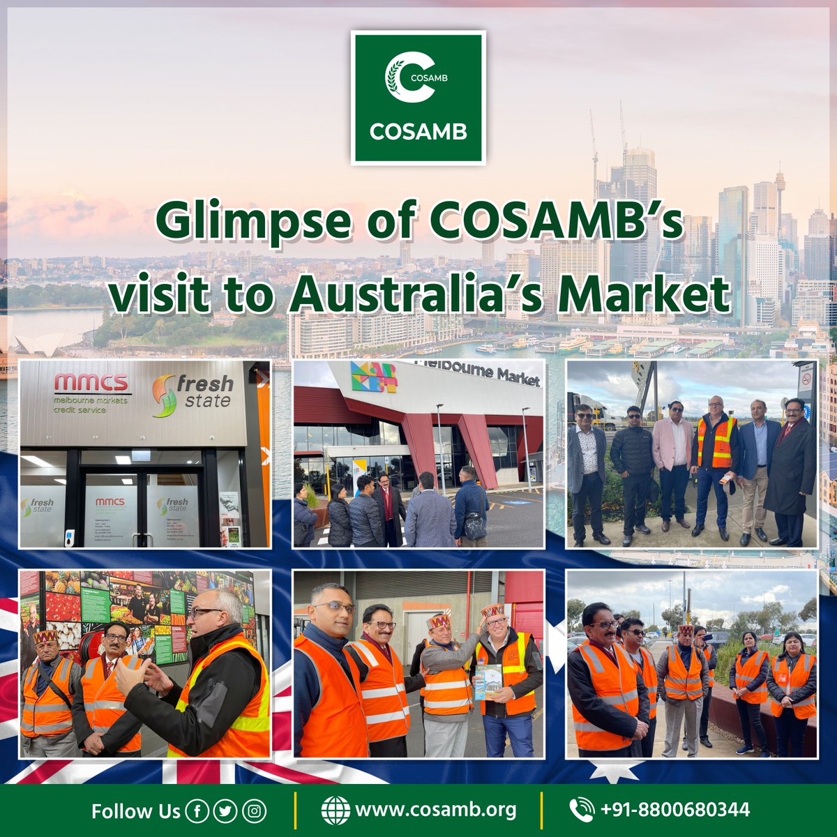 The Australia Wholesale Market visit has been a successful tour of COSAMB. COSAMB met the delegates of Australia and discussed things related to agricultural infrastructure and other development areas.

#Cosamb #americamarket #americaagriculture #CosambIndia #Marketing #कृषिबाजार
