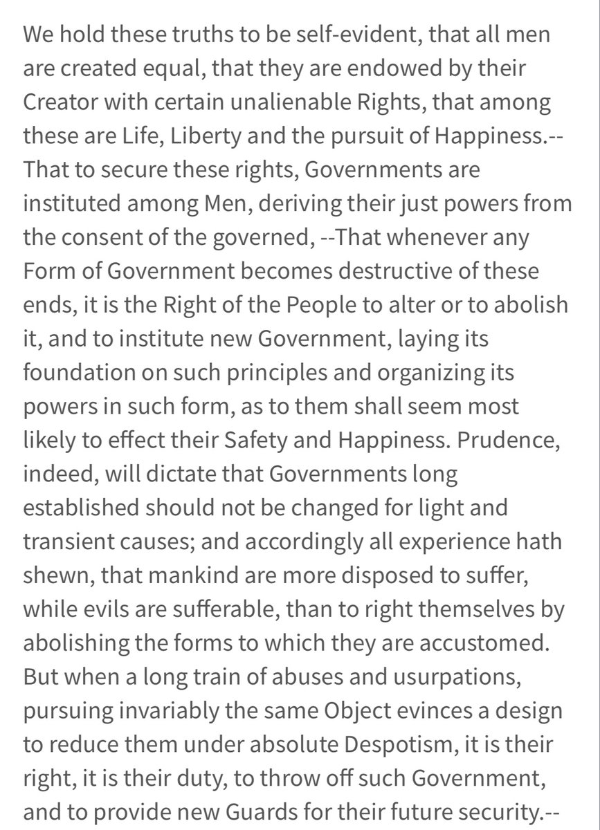 Isn’t one of the few things that’s drilled into our head at school that the Declaration of Independence protects our right to life, liberty, and the pursuit of happiness??? Like banning abortions in some states is in direct violation of at least one of those if not more https://t.co/PaxwxaUuvh