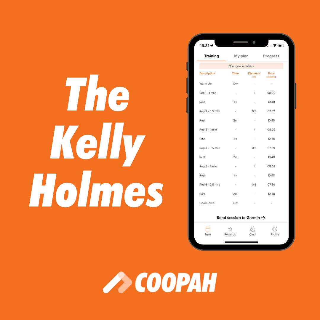 🏃‍♂️ #SessionSaturday 🏃‍♀️⁠
⁠
The session: ⁠3 x [1 mile, 0.5 miles]⁠
⁠
Like this session? There are lots more on the Coopah app! Download the app today, subscribe, choose your training plan and discover the wide range of sessions we offer to help you achieve your goals!⁠