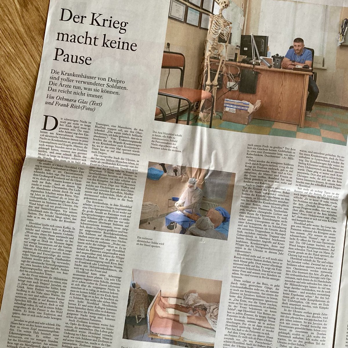 Die Krankenhäuser von Dnipro sind voller Soldaten. Die Ärzte tun was sie können, aber das reicht nicht immer. Meine Reportage aus dem der Osten der #Ukraine heute in der FAS. Mit Fotos von Frank Röth.