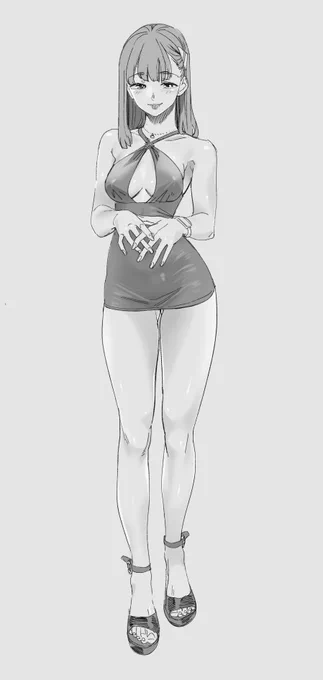 ぴちぴちボディコン愛里ちゃんのマスク有り無しver。 