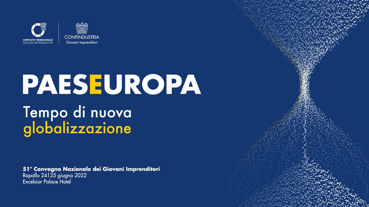 🔵Manca poco alla seconda parte di #PaesEuropa, il 51° Convegno dei Giovani Imprenditori di Confindustria. Non perderti l’intervento di chiusura del Presidente di Confindustria <a href="/CarloBonomi_/">Carlo Bonomi</a> e gli altri relatori del Convegno.

Segui la diretta streaming: giovanimprenditori.org