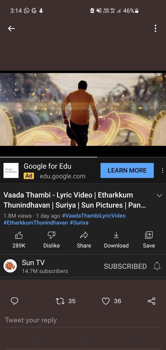 ennavalkadaa's tweet photo. #ETFirstSingle - 1.8 million views in 1 day
#ThaaiKelavi - 2.5 million views in 18 hours itself
#Dhanush Fans 🔥👏.
Yesterday Rohini celebrations too🔥😱🤝
#Suriya41 #VaadiVaasal #Thiruchitrambalam https://t.co/agysKRkDVa