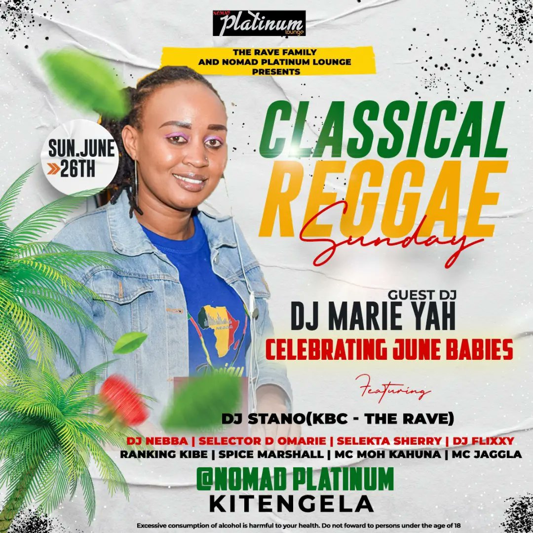 Dj Stano (@stanodj) on Twitter photo #ReggaeVibesKbc loading...tupatane 2pm wakuu..
Meanwhile, kesho Sunday we'll be celebrating June babies pale Nomad Platinum, Kitengela na guests wetu <a href="/CharraDeejay/">Deejay Charra</a> & Deejey Marie Yah . Issa date, sio...
#ReggaeMusicSoNice #ReggaeVibesKbc loading...tupatane 2pm wakuu..
Meanwhile, kesho Sunday we'll be celebrating June babies pale Nomad Platinum, Kitengela na guests wetu <a href="/CharraDeejay/">Deejay Charra</a> & Deejey Marie Yah . Issa date, sio...
#ReggaeMusicSoNice