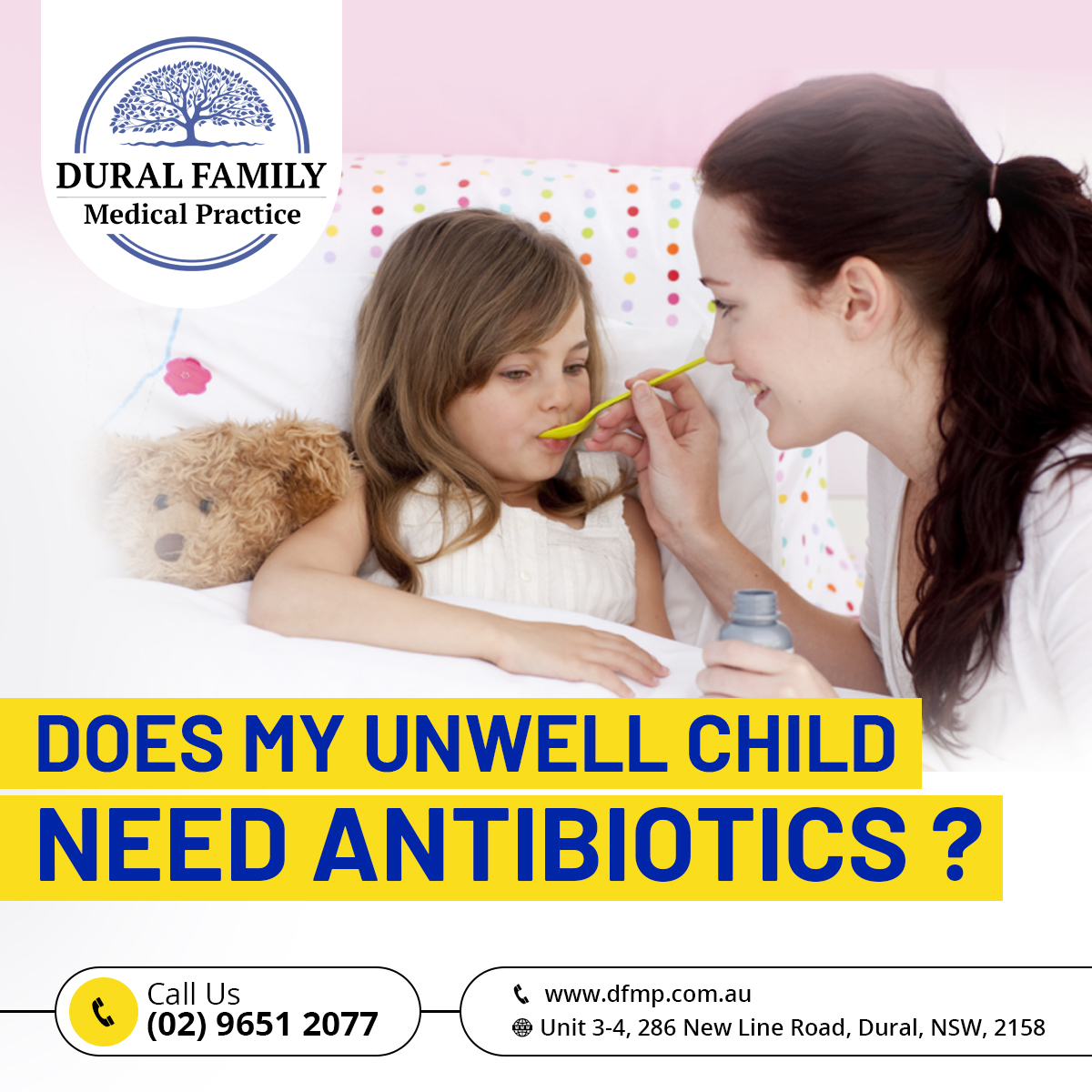 DuralFamily's tweet photo. You’re exhausted and sleep-deprived. 
The kids are #sick again.
The chores are piling up and you just want it all to be over!
Learn what Australian #Doctors have to say about #antibiotics and #illness for this coming Winter.  
 https://t.co/OMo25nQp0x

#DuralFamilyMedicalPractice https://t.co/fHKXz9axIp