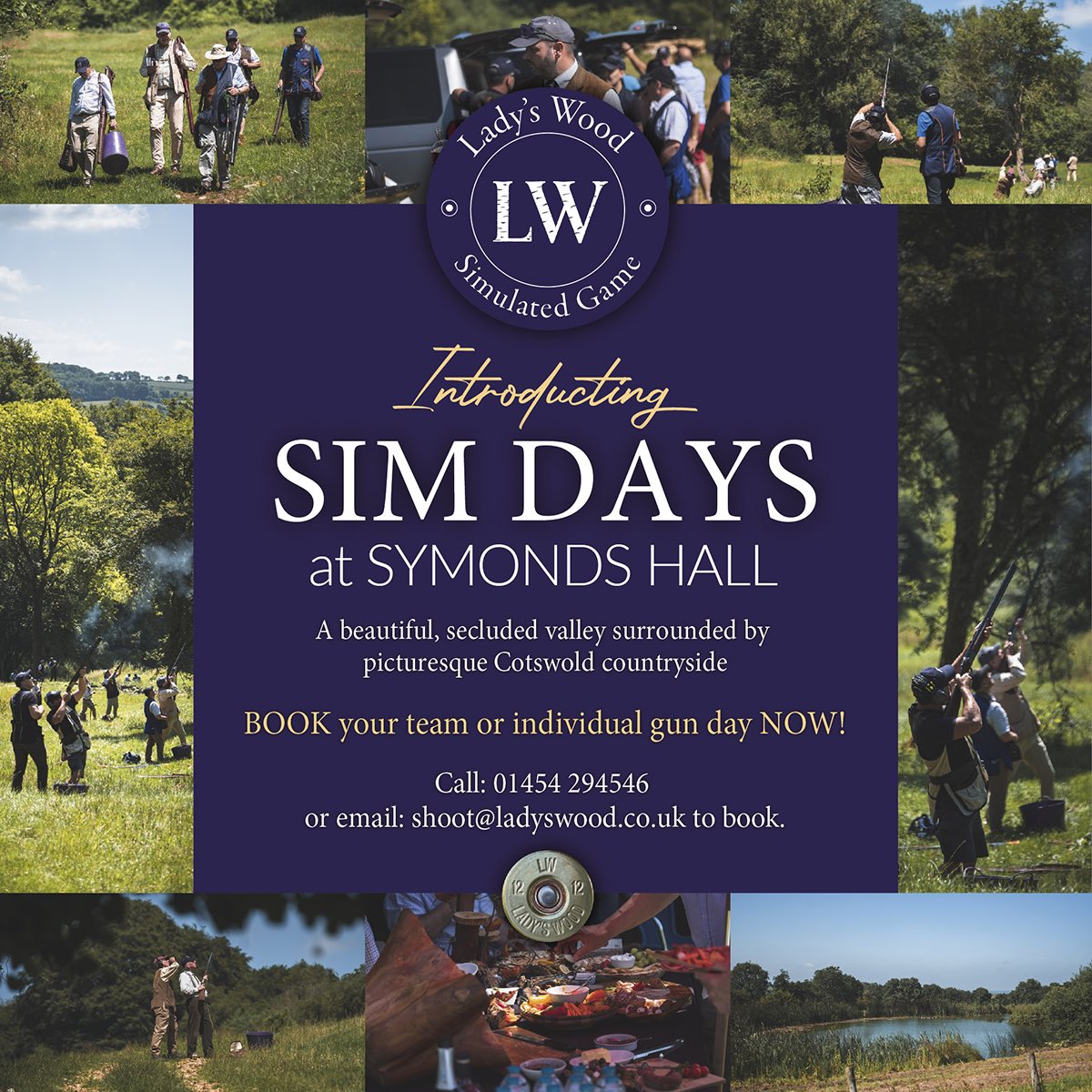 Introducing Sim Days at Symonds Hall - A beautiful secluded valley surrounded by picturesque Cotswolds countryside - Book your team or individual gun day NOW! Call 01454 294546 or email shoot@ladyswood.co.uk #simdaysuk