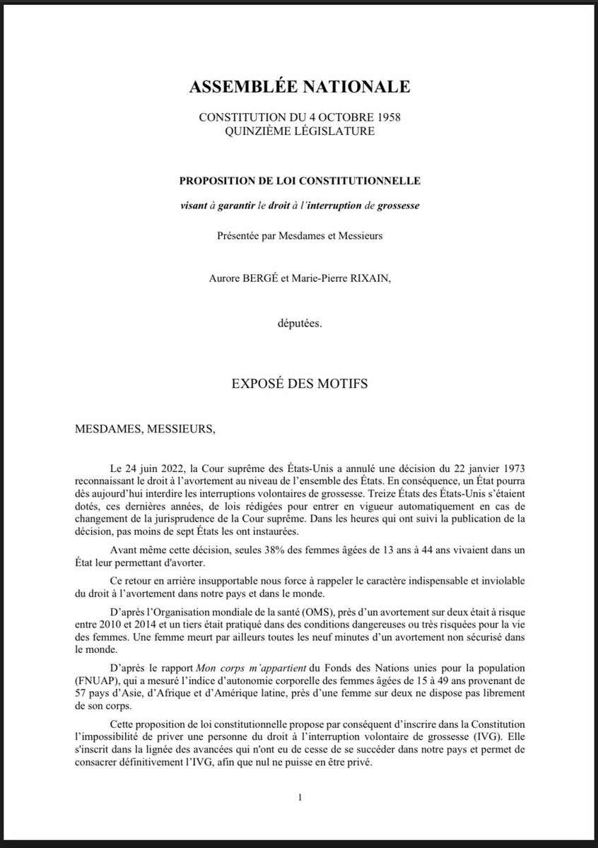 Ce qui arrive ailleurs ne doit advenir en 🇫🇷!
Nous devons sanctuariser le droit à l’#IVG pour les générations futures

Je dépose avec <a href="/auroreberge/">Aurore Bergé</a> présidente de groupe, une proposition de loi constitutionnelle visant à inscrire dans notre Constitution le droit à l’#avortement