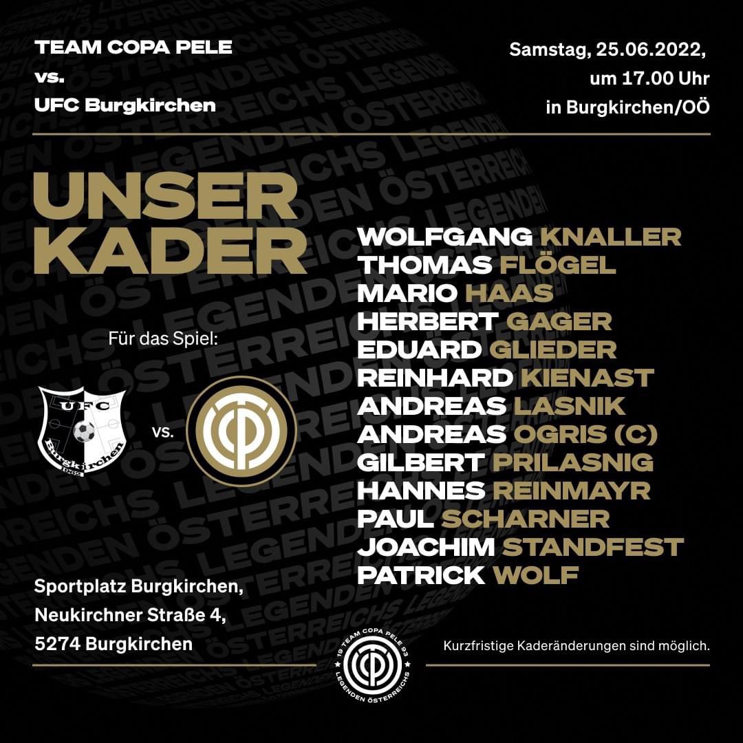 TeamCopaPele's tweet photo. 🔥MATCHDAY 🔥

Unsere Legenden spielen heute in Burgkirchen. Ankick ist 17 Uhr. https://t.co/9CLGPtxwL7