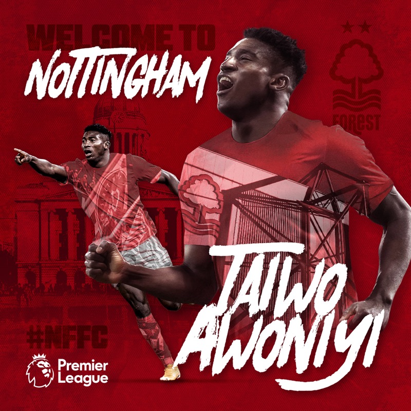 NFFC's tweet photo. Welcome to Nottingham Forest, Taiwo Awoniyi. ✍️

🌳🔴 #NFFC #PL