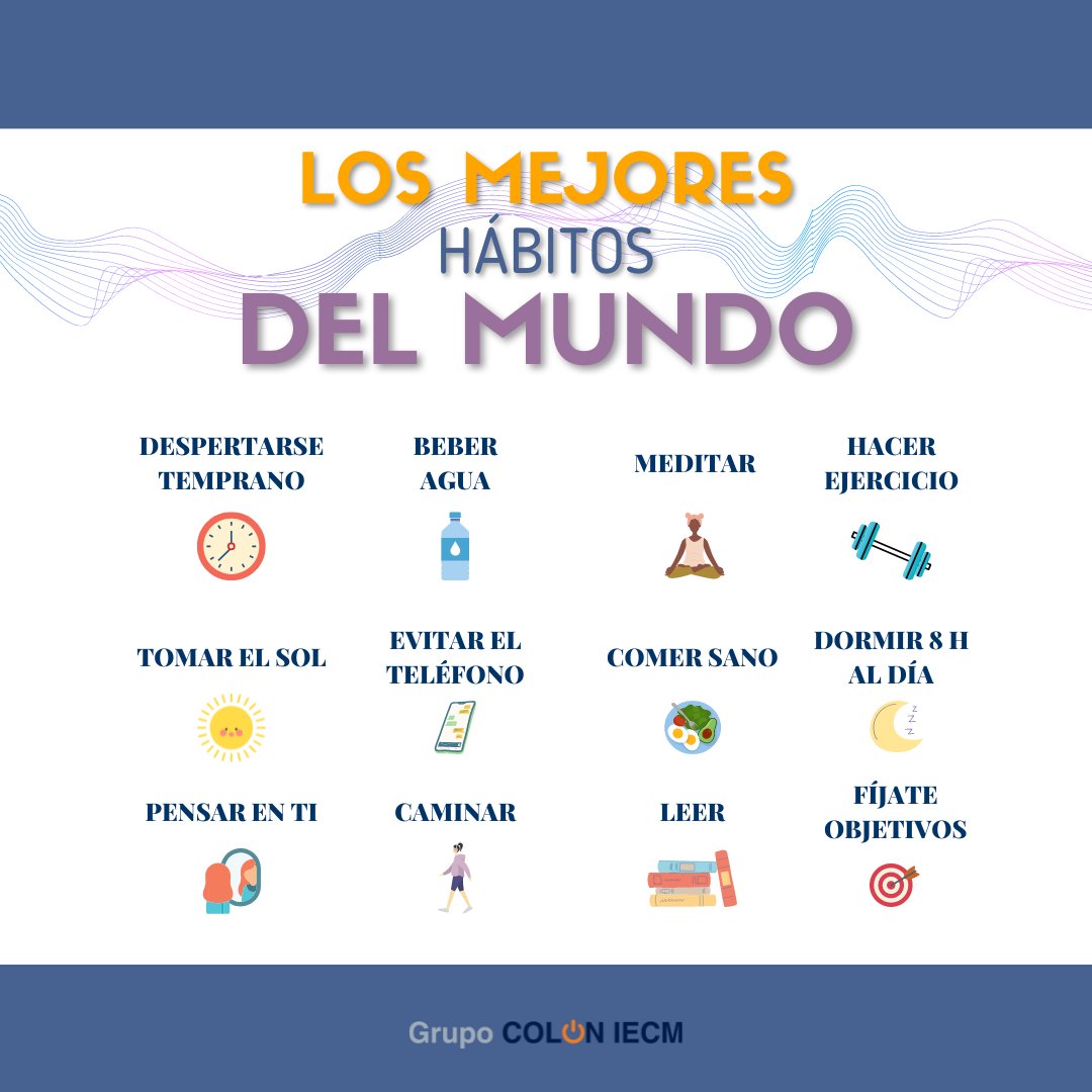 Estos son los MEJORES HÁBITOS DEL MUNDO💘

Cuidar estos aspectos o tratar de instaurarlos en nuestro día a día puede ser clave para nuestra estabilidad mental🥰

¿Llevas a cabo algunas de estos hábitos?🤓

#grupocolon #habitos