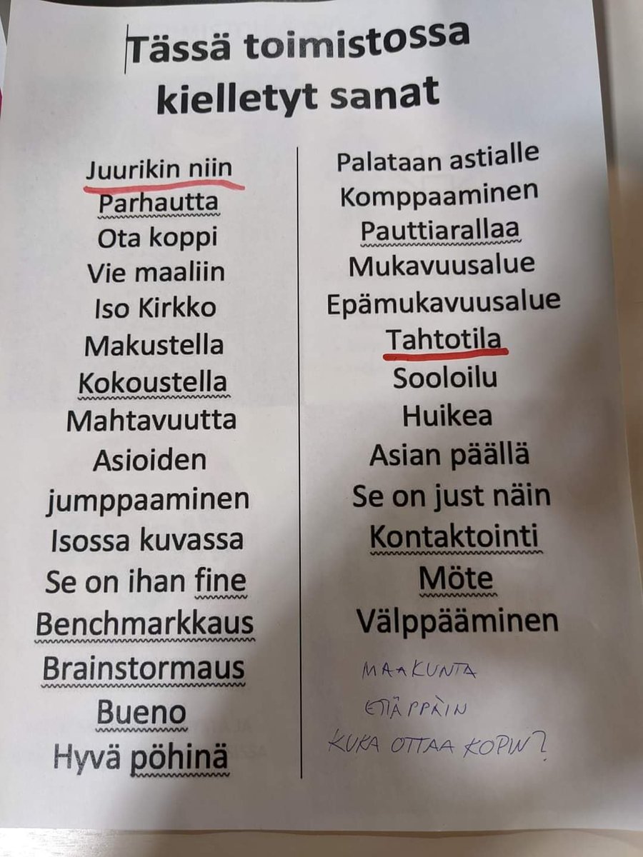 Lähtökohtaiseti lista vaikuttaa melko kattavalta.