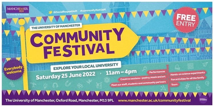 Social Responsibility (@socialresponuom) on Twitter photo #communityfestUoM starts 11am TODAY!
Whether you’re young or old, interested in science or art, or just looking for a free family day out - join us for a fun-filled day of activities🧪🎨⚽️🍦
Come and visit us on <a href="/officialuom/">The University of Manchester</a> campus!
Full programme:
socialresponsibility.manchester.ac.uk/strategic-prio… #communityfestUoM starts 11am TODAY!
Whether you’re young or old, interested in science or art, or just looking for a free family day out - join us for a fun-filled day of activities🧪🎨⚽️🍦
Come and visit us on <a href="/officialuom/">The University of Manchester</a> campus!
Full programme:
socialresponsibility.manchester.ac.uk/strategic-prio…