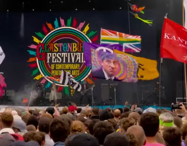Huge kudos to whatever legend took a Prison Mike flag to Glasto 👏🤣👏