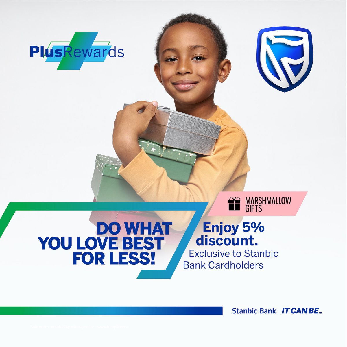 StanbicBankGH's tweet photo. Is โReceiving giftsโ their love language?๐ฅฐ Make them feel special with presents from Marshmallow Gifts.
Enjoy 5% when you shop and pay with your Stanbic Card.
Explore, Shop and Play for Less. To know more visit https://t.co/kqXAKAcG7f
#PlusRewards #ItCanBe https://t.co/BOV4TrdiRt