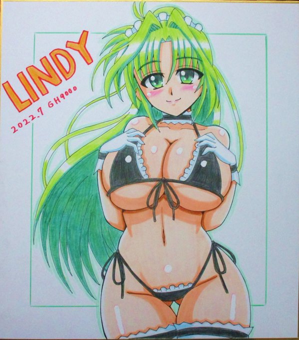 メイドビキニ色紙、リンディママン完成しました😆☺️ 