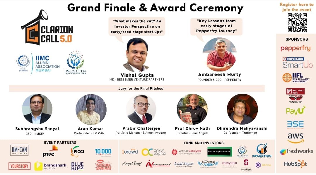 Clarion Call 5.0 Finale 
.
Watch it live as our Finalists of the 5th edition pitch during the event for their fund raise.
.
Register for the event and learn from the experts on what really works - bit.ly/3OAx2nc
.
Date - 25th June
Time - 3:30 PM
.
#ClarionCall5