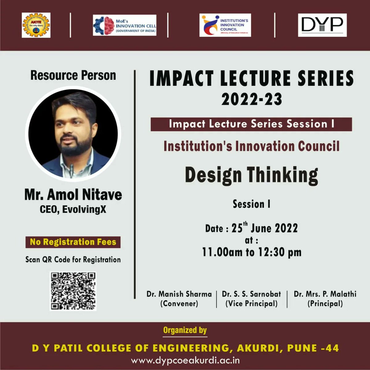 Amol_Nitave's tweet photo. It was nice talking to youths from DYP Akurdi Campuse about Innovation &amp; Design Thinking today, as a part of Ministry of HRD's IIC Program - Impact Lecture Series! @x_evolving
 
#MHRD #IIC #DYP #DYPAkurdi #Innovation #Entrepreneurship #DesignThinking #Startups  #EvolvingX https://t.co/i7PwEYt5A3