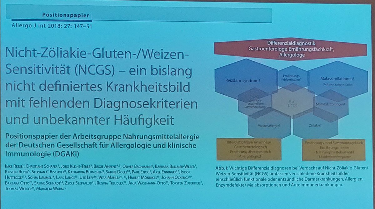 nutri_cologne's tweet photo. Dr. Imke Reese empfiehlt - weiter wie im #DGAKI-Positionspapier von 2018 eine interdisziplinäre Klärung der Ursachen von #Weizensensitivität und #Histaminintoleranz durch #Gastroenterologen, #Ernährungsfachkräften und #Allergologen
#KongressERNÄHRUNG2022 #erna22 https://t.co/6bXawB2wk0