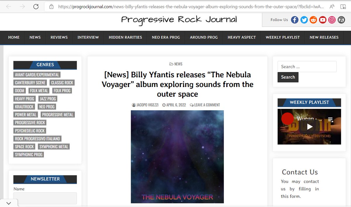 BillyYfantis's tweet image. Thank you very much Progressive Rock Journal for covering my latest music album!
#ProgressiveRockJournal #ProgRockJournal #Prog #Progrock #FilmMusic #Soundtrack #Space #Synth #avantgarde