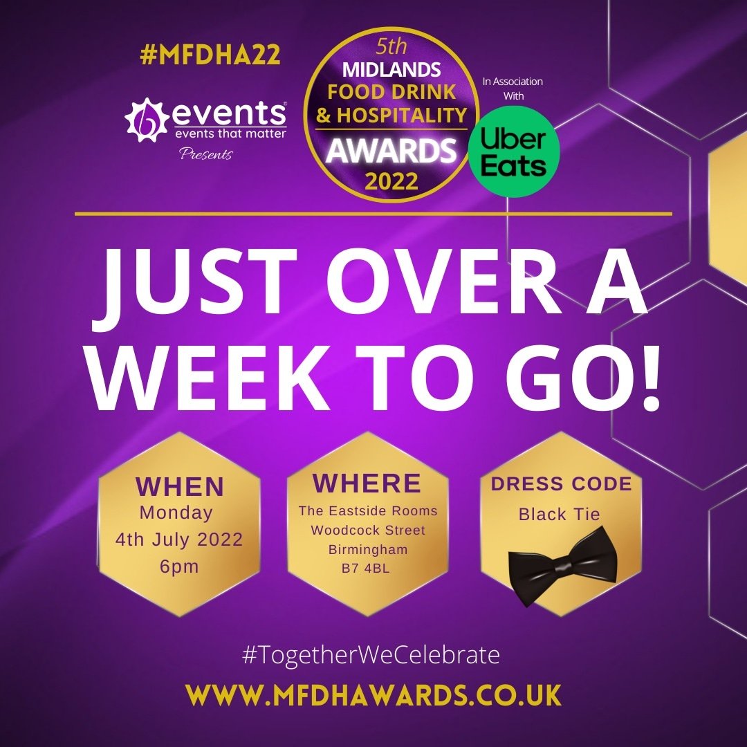 Just over a week to go before we celebrate the incredible Food, Drink &amp; Hospitality industry.

We are almost SOLD OUT so if you are going to join us on 4th July 2022 @eastsiderooms get your tickets now.

mfdhawards.co.uk

#MFDHA22 #TogetherWeCelebrate