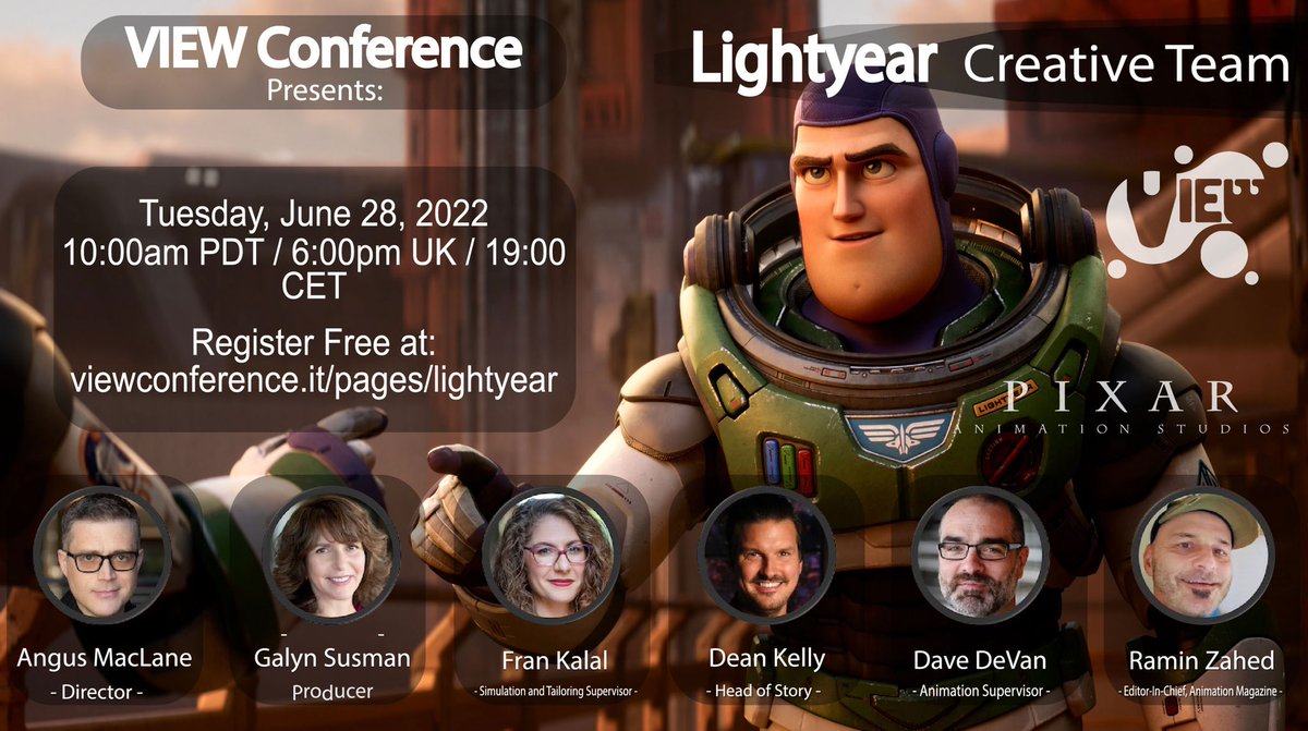 ViewConference's tweet photo. Are you ready for @ViewConference’s exclusive online @PixarsLightyear panel w/ @AngusMacLane &amp; key artists.

FREE registration:
https://t.co/CUWXofJ337

28 June, 10:00 PDT/6pm/ 19:00 CET 
#animation #art #sci #vfx #Lightyear #scifi #BuzzLightyear #Sox #PixarLightyear #filmmaking https://t.co/jGhsN6I2JR