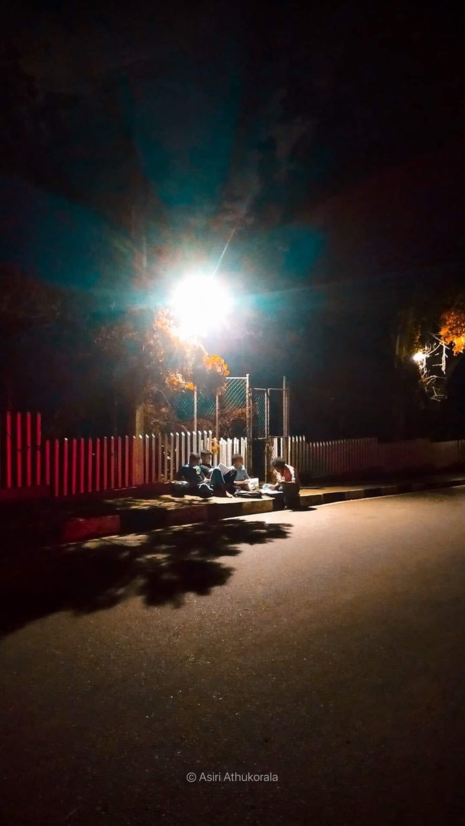 Welikumbura's tweet photo. These students are doing their studies under a street lamp &amp; they are from @UKelaniya, several kilometers from the country's capital. This is the country our politicians inherit us. This is why we need to fight against them.

#GoHomeGota #GoHomeRanil #GotaFail #RanilFail https://t.co/Irf6Fj4Ewj
