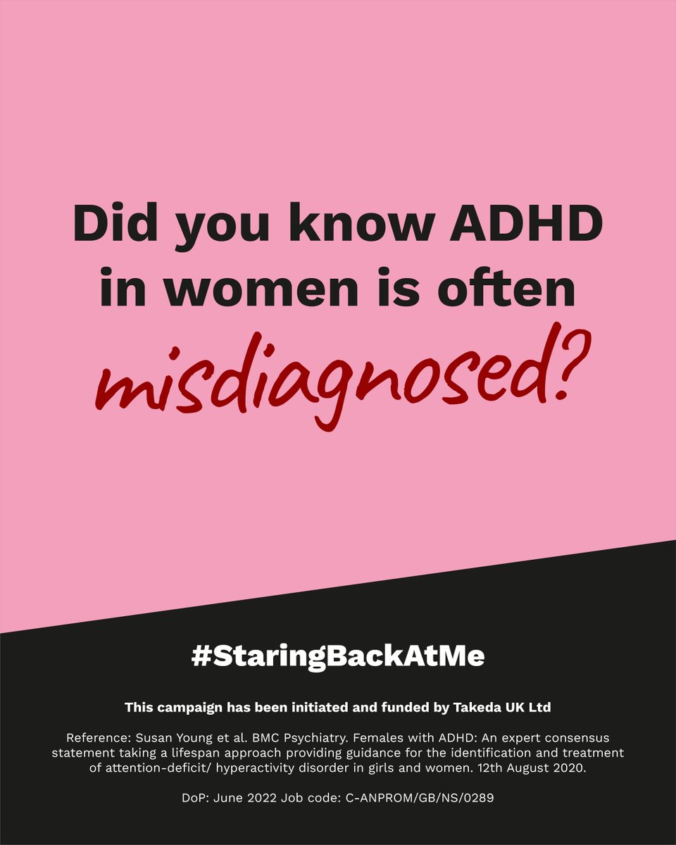 ADHDandAutism's tweet photo. It can take a long time to reach an ADHD diagnosis. This is we are passionate to be part of the #StaringBackatMe campaign and to raise awareness of ADHD in women and non binary people. Visit the campaign website to read people’s stories with ADHD here: https://t.co/BGPZ94h5u3 #AD https://t.co/syi2gVcuKW