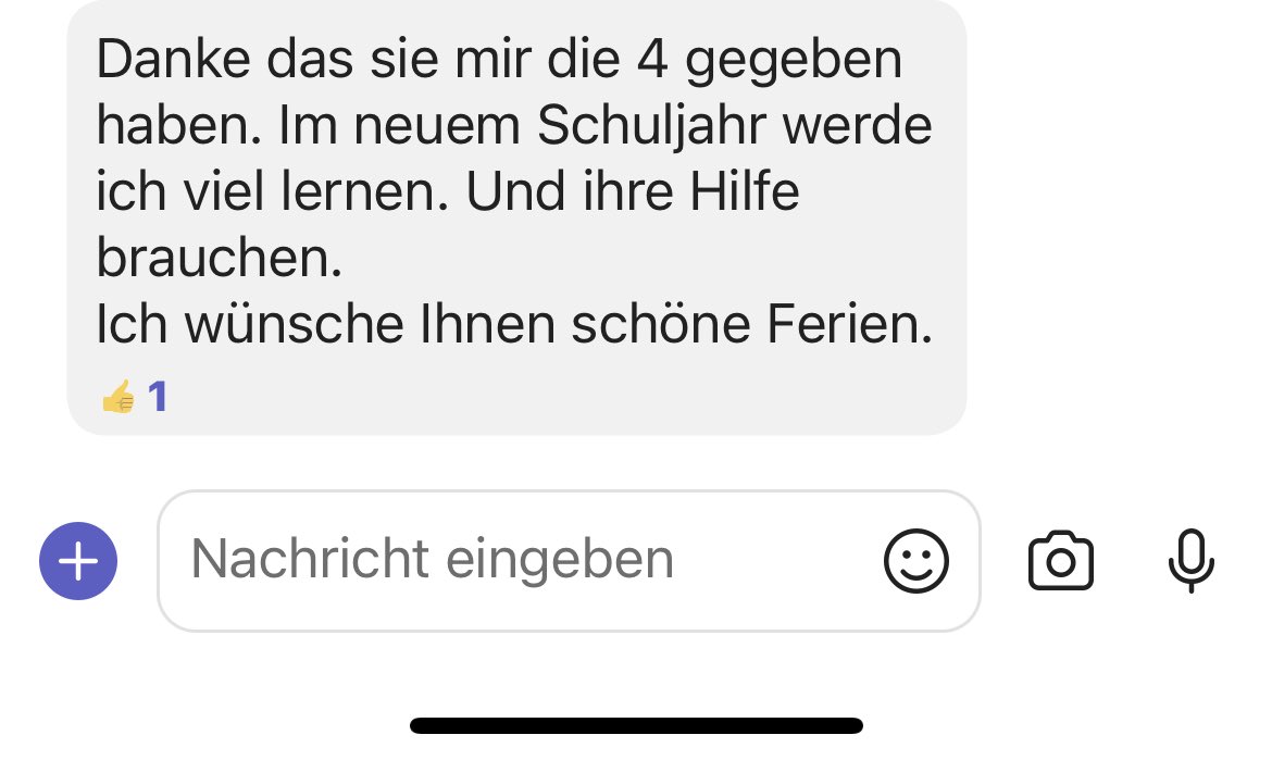 Solche Nachrichten von Schülern sind so schön und motivieren für die Planung fürs neue Schuljahr!