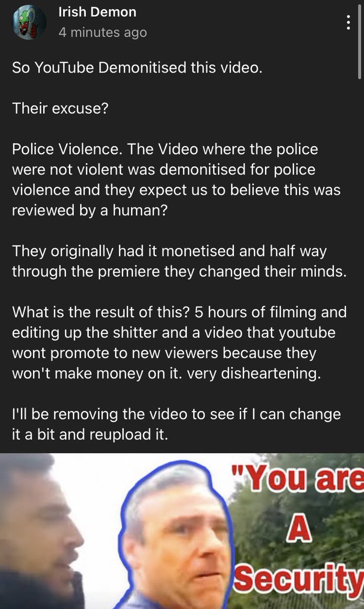 IrishDemonVids's tweet photo. @TeamYouTube  ffs guys you’re throttling smaller creators https://t.co/VQFlEpbzYa