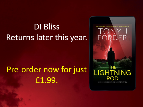 TonyJForder's tweet photo. The Lightning Rod, book #10 in the DI Bliss series, is scheduled for publication on 7 November 2022, and is available to pre-order now.
When he strikes, nothing can protect you.
#DIBliss #TheLightningRod #amwriting @The_CWA

Pre-order here: https://t.co/lqFUsGiccG https://t.co/hdTmvBs5Gi