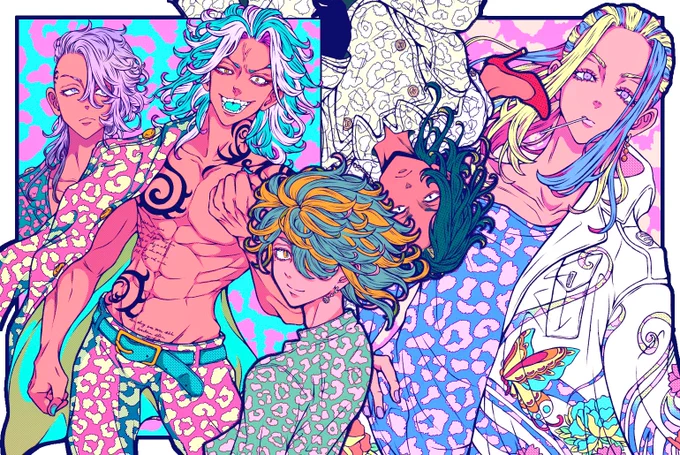 直近のひよこまとめ🐤🌈 / #東卍FA 💕
明るめの色🍭使うようになったのと、
髪の毛モリモリ豹柄ギャルが楽しい✍🏻✨ 