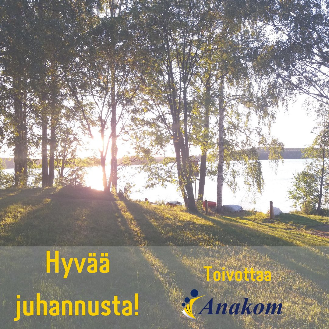 Keskikesän juhla on taas täällä! Toivottavasti saamme kaikki nauttia yhtä kauniista säästä ja upeasta järvimaisemasta kuin Keski-Suomessa muutama vuosi sitten. Anakomin väki toivottaa kaikille ihanan valoista juhannusta!🌻 #anakom