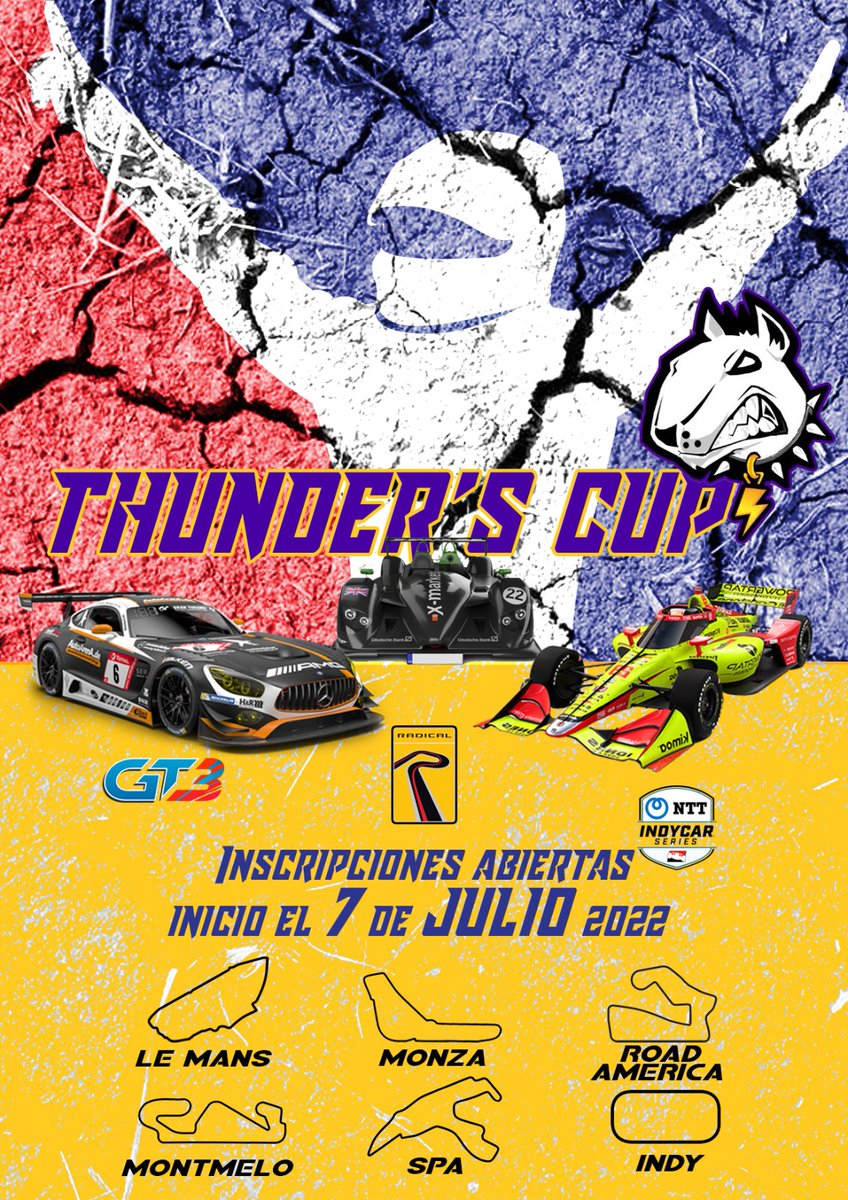 Organizamos nuestro primer "pachangueo de novatos" ...
Thunder's Cup 2022
Inscripciones abiertas
➡️+ info privado!!⬅️
<a href="/iRacing/">iRacing</a>