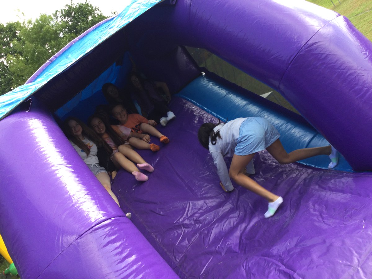 HartsbournePri1's tweet photo. Preparations for the Summer Fair are well under way thanks to our parent volunteers. You'll be relieved to know that the inflatables have under gone a thorough testing process, thanks to the pupil health and safety team 😂😂😂 https://t.co/fd0DS8Lfut