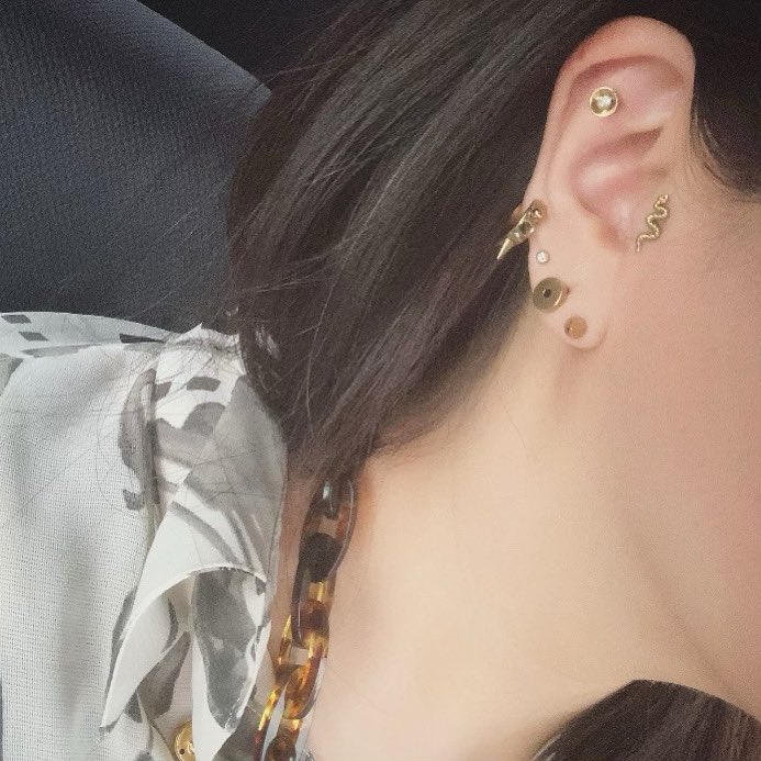 もやし 左耳にnewピアス トラガスに蛇 蛇苦手なはずなんだけど このピアス可愛い 新しくどっか開けたいけど場所が定まらない近頃 トラガス ボディピアスコーデ T Co Xjgszu0f2r Twitter